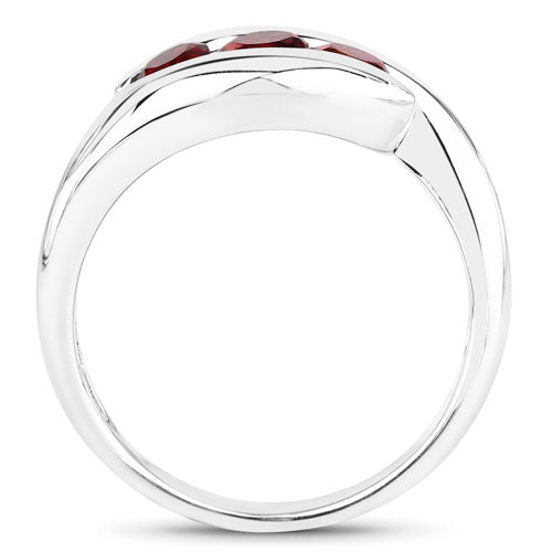 0.74 Carat Genuine Garnet .925 Sterling Silver Ring DestGlow