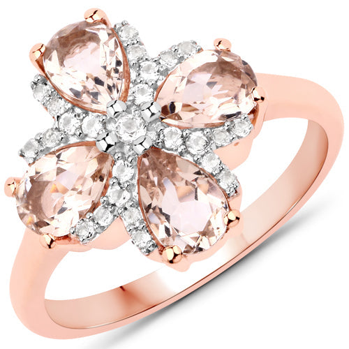 1.67 Carat Genuine Morganite and White Topaz .925 Sterling Silver Ring by Bids.com