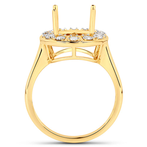 0.42 Carat Genuine White Diamond 14K Yellow Gold Semi Mount Ring - holds 11x9mm Oval Gemstone by Bids.com
