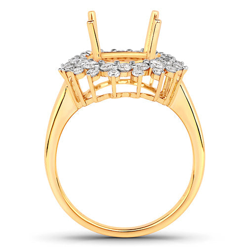 0.79 Carat Genuine White Diamond 14K Yellow Gold Semi Mount Ring - holds 11x9mm Oval Gemstone by Bids.com