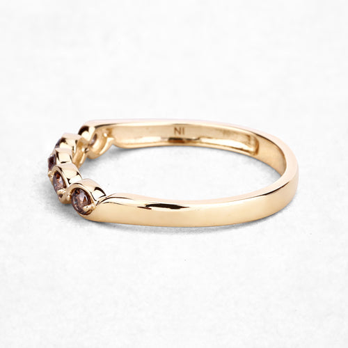 0.19 Carat Genuine Champagne Diamond 14K Yellow Gold Ring (I1-I2) DestGlow