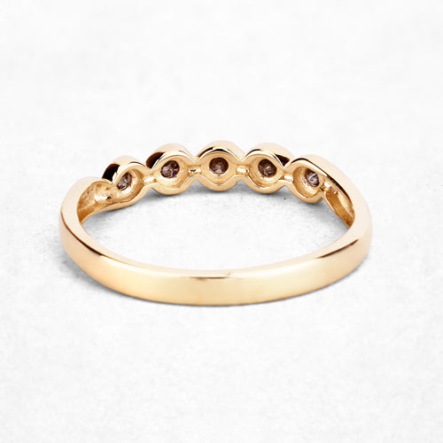 0.19 Carat Genuine Champagne Diamond 14K Yellow Gold Ring (I1-I2) DestGlow
