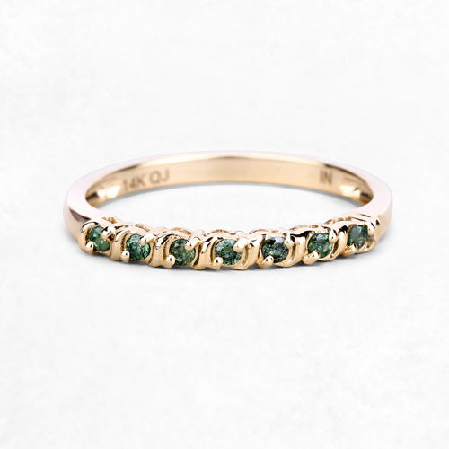 0.16 Carat Genuine Green Diamond 14K Yellow Gold Ring (I1-I2) DestGlow