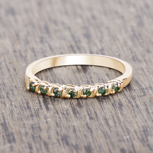 0.16 Carat Genuine Green Diamond 14K Yellow Gold Ring (I1-I2) DestGlow