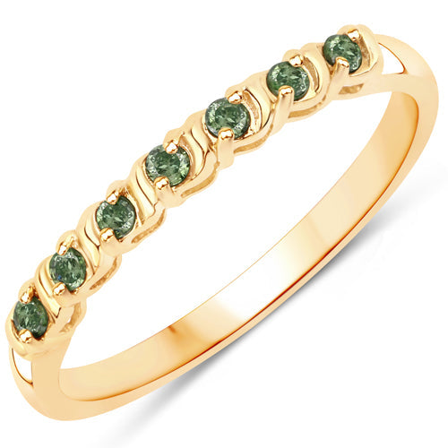 0.16 Carat Genuine Green Diamond 14K Yellow Gold Ring (I1-I2) DestGlow