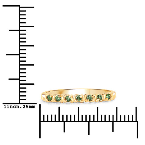 0.16 Carat Genuine Green Diamond 14K Yellow Gold Ring (I1-I2) DestGlow
