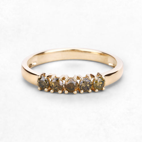 0.46 Carat Genuine Yellow Diamond 14K Yellow Gold Ring (I1-I2) DestGlow