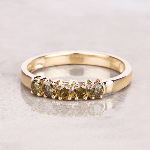 0.46 Carat Genuine Yellow Diamond 14K Yellow Gold Ring (I1-I2) DestGlow