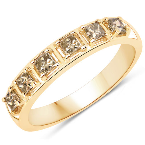 0.49 Carat Genuine Champagne Diamond 14K Yellow Gold Ring (I1-I2) DestGlow