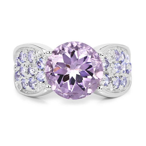 4.07 Carat Genuine Amethyst & Tanzanite .925 Sterling Silver Ring by Bids.com