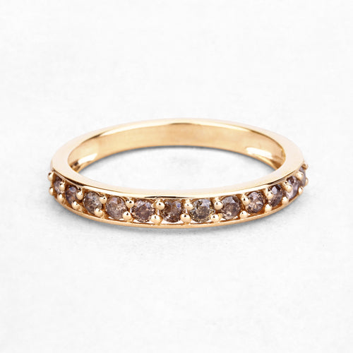 0.45 Carat Genuine Champagne Diamond 14K Yellow Gold Ring (I1-I2) DestGlow