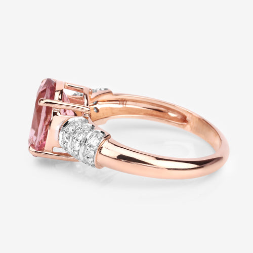 3.11 Carat Genuine Pink Tourmaline and White Diamond 14K Rose Gold Ring by Bids.com