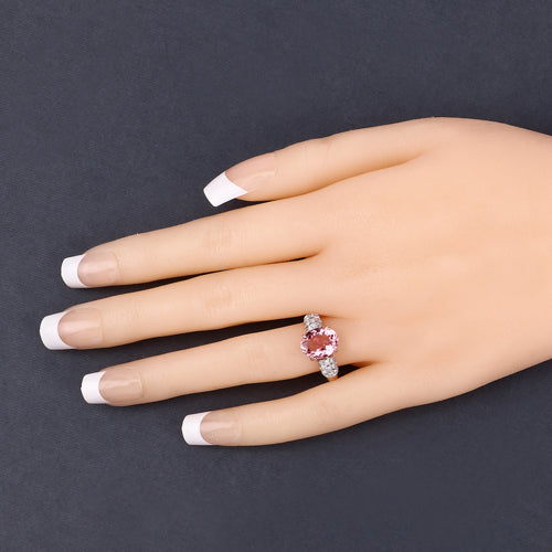 3.11 Carat Genuine Pink Tourmaline and White Diamond 14K Rose Gold Ring by Bids.com