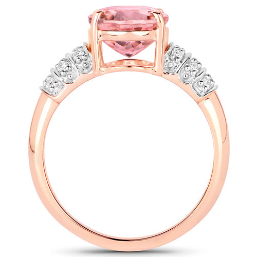 3.11 Carat Genuine Pink Tourmaline and White Diamond 14K Rose Gold Ring by Bids.com