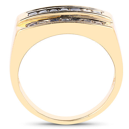 14K Yellow Gold Plated 1.05 Carat Genuine Blue Sapphire .925 Sterling Silver Ring by Bids.com