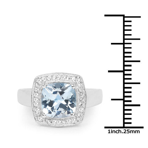 2.46 Carat Genuine Blue Topaz and White Topaz .925 Sterling Silver Ring by Bids.com