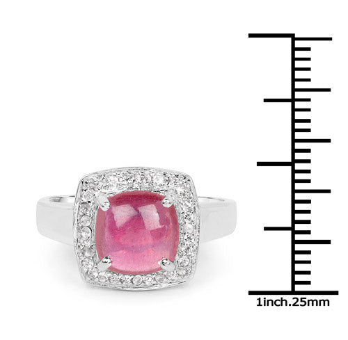 3.31 Carat Glass Filled Ruby and White Topaz .925 Sterling Silver Ring by Bids.com