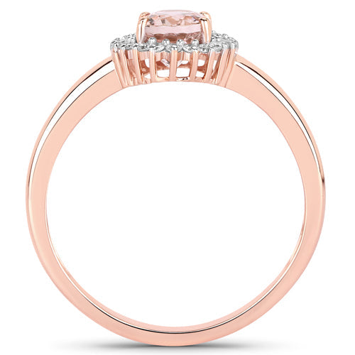 0.81 Carat Genuine Morganite and White Diamond 14K Rose Gold Ring by Bids.com