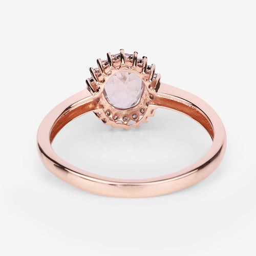 0.81 Carat Genuine Morganite and White Diamond 14K Rose Gold Ring by Bids.com