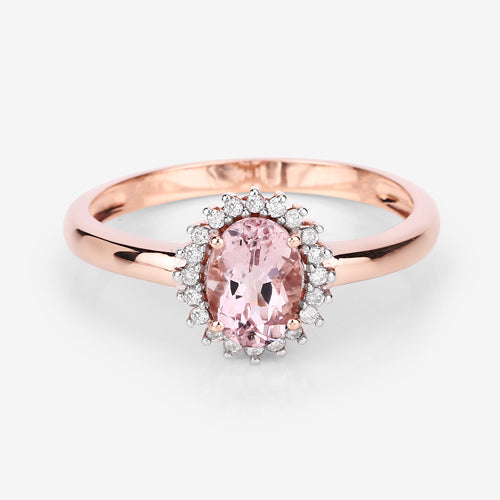 0.81 Carat Genuine Morganite and White Diamond 14K Rose Gold Ring by Bids.com