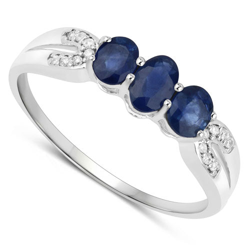 0.73 Carat Genuine Blue Sapphire and White Diamond 14K White Gold Ring by Bids.com