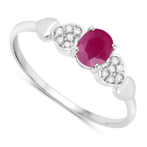 0.36 Carat Genuine Ruby and White Diamond 14K White Gold Ring by Bids.com