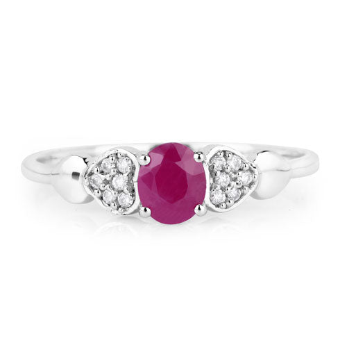 0.36 Carat Genuine Ruby and White Diamond 14K White Gold Ring by Bids.com