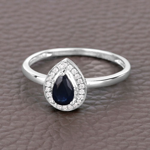 0.48 Carat Genuine Blue Sapphire and White Diamond 14K White Gold Ring by Bids.com