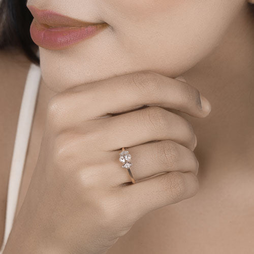 0.46 Carat Genuine Morganite and White Diamond 14K Rose Gold Ring by Bids.com