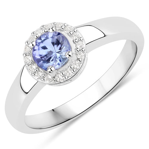 0.55 Carat Genuine Tanzanite and White Topaz .925 Sterling Silver Ring by Bids.com