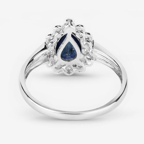 1.46 Carat Genuine Blue Sapphire and White Diamond 14K White Gold Ring by Bids.com