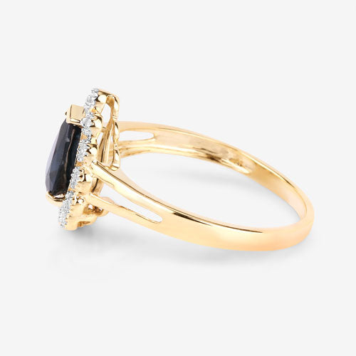 1.46 Carat Genuine Blue Sapphire and White Diamond 10K Yellow Gold Ring by Bids.com