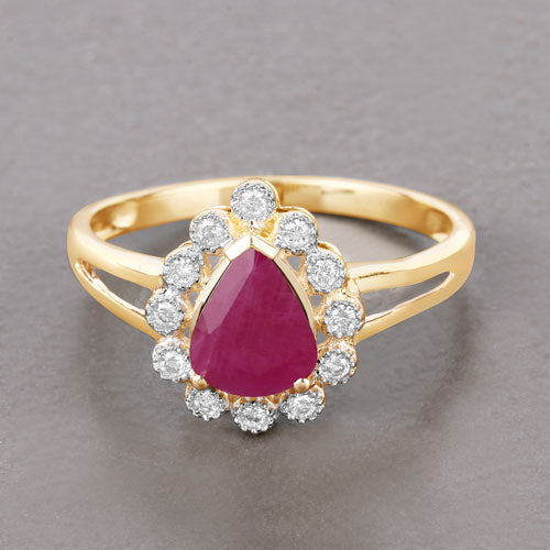 1.31 Carat Genuine Ruby and White Diamond 10K Yellow Gold Ring by Bids.com