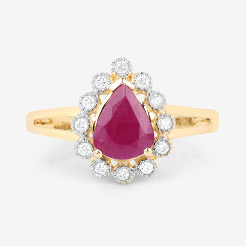 1.31 Carat Genuine Ruby and White Diamond 10K Yellow Gold Ring by Bids.com