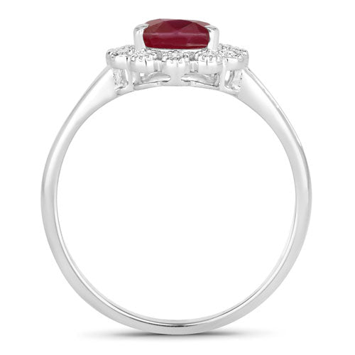 1.31 Carat Genuine Ruby and White Diamond 14K White Gold Ring by Bids.com