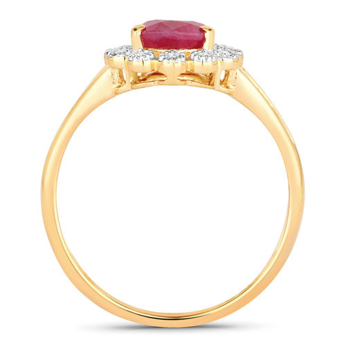 1.31 Carat Genuine Ruby and White Diamond 14K Yellow Gold Ring by Bids.com
