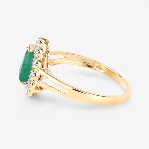 1.22 Carat Genuine Zambian Emerald and White Diamond 10K Yellow Gold Ring by Bids.com