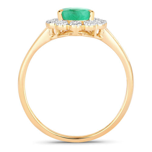 1.22 Carat Genuine Zambian Emerald and White Diamond 10K Yellow Gold Ring by Bids.com