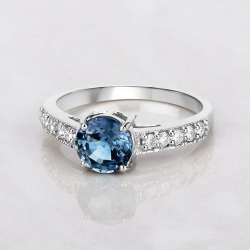 1.90 Carat Genuine Blue Sapphire and White Diamond 14K White Gold Ring by Bids.com