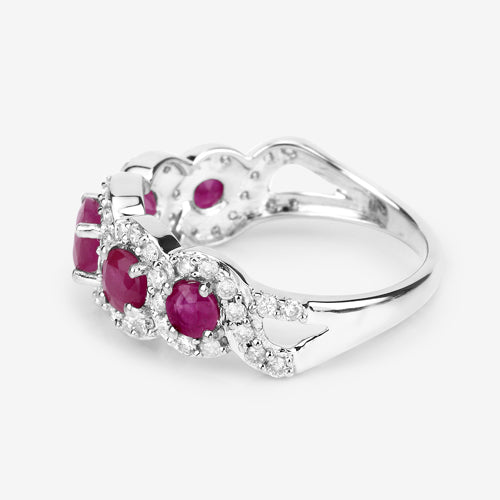 1.99 Carat Genuine Ruby and White Diamond 14K White Gold Ring by Bids.com