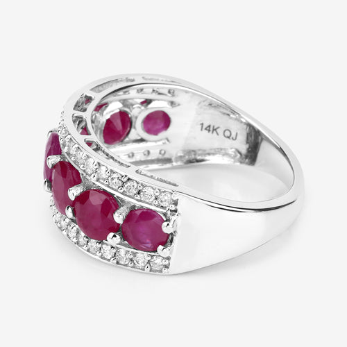 3.24 Carat Genuine Ruby and White Diamond 14K White Gold Ring by Bids.com