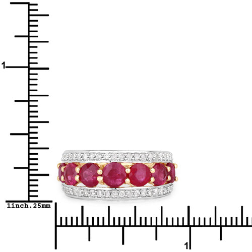 3.24 Carat Genuine Ruby and White Diamond 14K Yellow Gold Ring by Bids.com