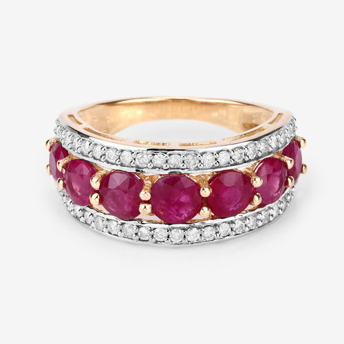 3.24 Carat Genuine Ruby and White Diamond 14K Yellow Gold Ring by Bids.com