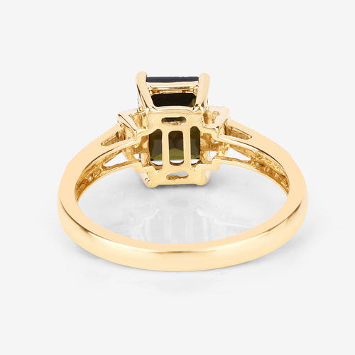 1.73 Carat Genuine Green Tourmaline and White Diamond 14K Yellow Gold Ring by Bids.com