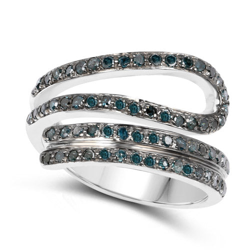 0.83 Carat Genuine Blue Diamond .925 Sterling Silver Ring by Bids.com