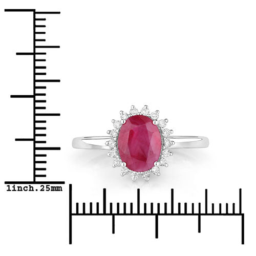 1.58 Carat Genuine Ruby and White Diamond 10K White Gold Ring by Bids.com