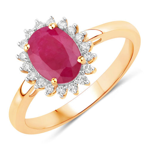 1.58 Carat Genuine Ruby and White Diamond 10K Yellow Gold Ring by Bids.com