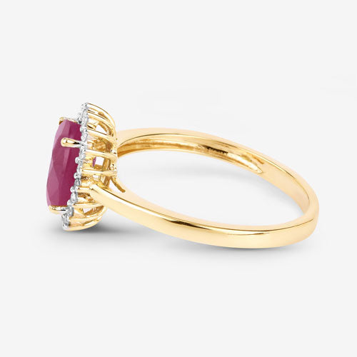 1.58 Carat Genuine Ruby and White Diamond 10K Yellow Gold Ring by Bids.com
