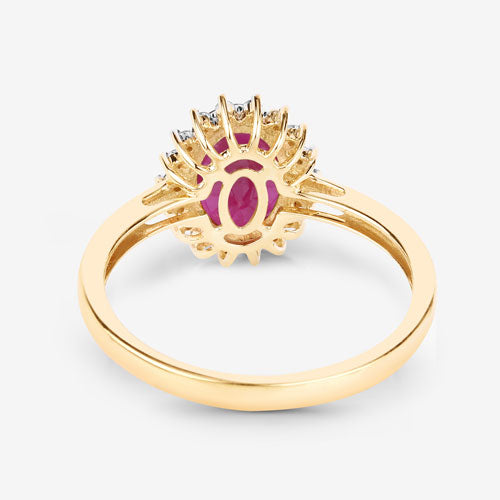 1.58 Carat Genuine Ruby and White Diamond 10K Yellow Gold Ring by Bids.com