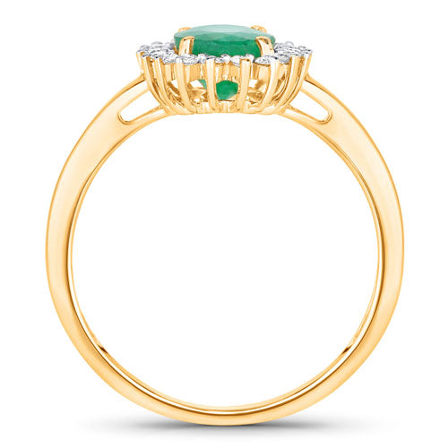 1.34 Carat Genuine Zambian Emerald and White Diamond 14K Yellow Gold Ring by Bids.com